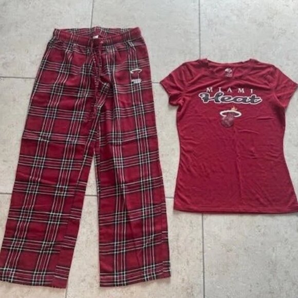 Concepts Sport Other - Miami Heat Women's pajama set loungewear Small NBA Red Black Plaid BNWOT NEW